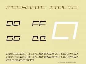 Mechanic Italic Version 1.0; 2001图片样张