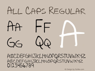 All Caps Regular 2001; 2.25 Font Sample