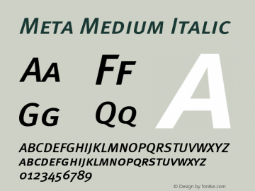 Meta Medium Italic Version 004.301图片样张