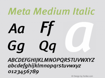 Meta Medium Italic Version 004.301图片样张