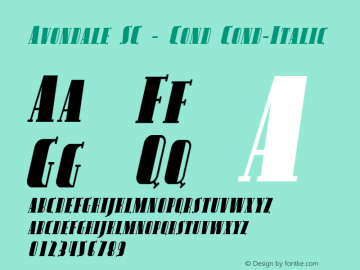 Avondale SC - Cond Cond-Italic Version 001.000 Font Sample