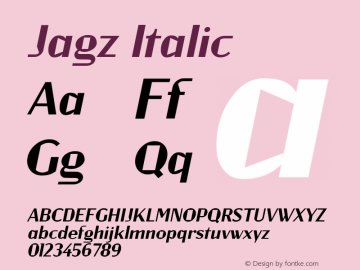 Jagz Italic Version 001.001图片样张