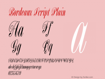 Bordeaux Script Plain Version 001.000 Font Sample