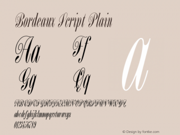 Bordeaux Script Plain Version 1.0 Font Sample