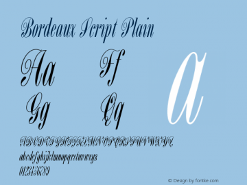 Bordeaux Script Plain Version 1.0图片样张