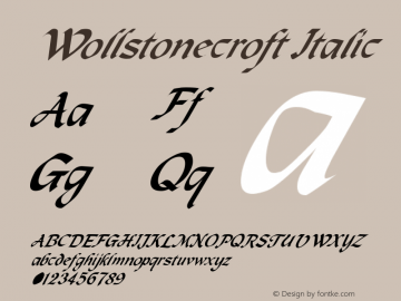 Wollstonecroft Italic Unknown Font Sample