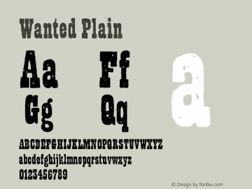 Wanted Plain Version 1.0 Font Sample