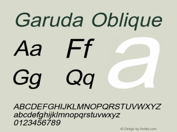 Garuda Oblique Version 2.59: 2009-03-29 Font Sample