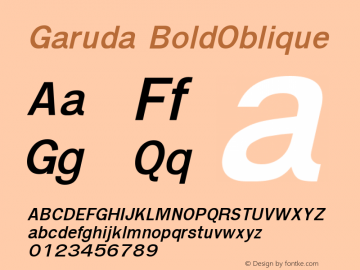 Garuda BoldOblique Version 2.66: 2012-02-13 Font Sample