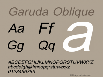 Garuda Oblique Version 2.66: 2012-02-13 Font Sample