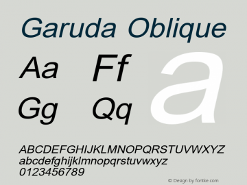 Garuda Oblique Version 3.00: 2014-03-17 Font Sample