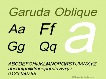 Garuda Oblique Version 3.00: 2014-03-17 Font Sample