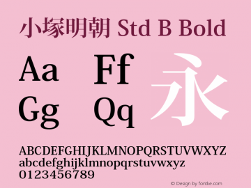 小塚明朝 Std B Bold Version 3.000;PS 4.01;Core 1.0.38;makeotf.lib1.7.12746图片样张