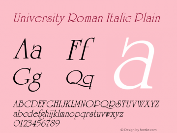 University Roman Italic Plain Version 005.000图片样张