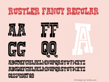 Rustler Fancy Regular Macromedia Fontographer 4.1.3 9/15/01 Font Sample