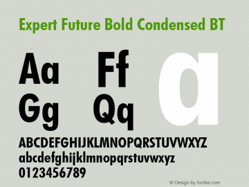 Expert Future Bold Condensed BT Unknown Font Sample