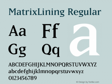 MatrixLining Regular Altsys Fontographer 3.5  1/28/93 Font Sample