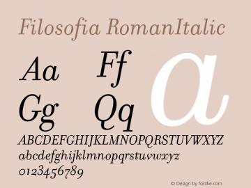 Filosofia RomanItalic Version 1.00 Font Sample