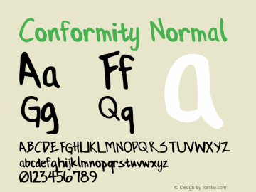 Conformity Normal Beta 0.9 - 11/01/01 Font Sample