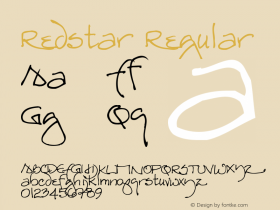 Redstar Regular Macromedia Fontographer 4.1.5 4/16/04 Font Sample