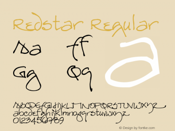 Redstar Regular Macromedia Fontographer 4.1.5 4/16/04 Font Sample