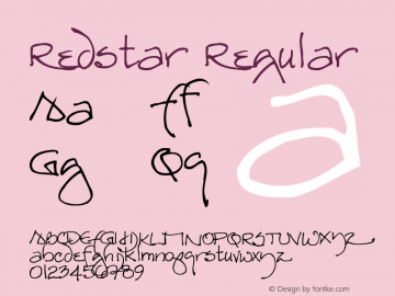 Redstar Regular Macromedia Fontographer 4.1.5 4/16/04 Font Sample