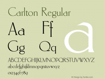 Carlton Regular Version 1.0 Font Sample