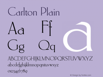 Carlton Plain Version 1.0 Font Sample