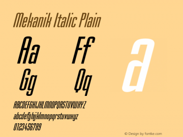 Mekanik Italic Plain Version 1.0图片样张