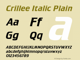 Crillee Italic Plain Version 1.0 Font Sample