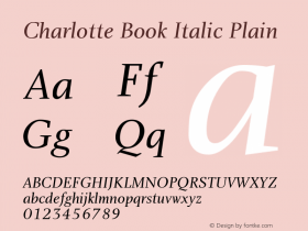 Charlotte Book Italic Plain Version 1.0 Font Sample