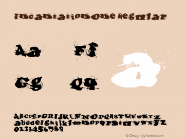 IncantationOne Regular Macromedia Fontographer 4.1.5 11/16/01图片样张