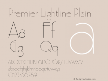 Premier Lightline Plain Version 1.0 Font Sample