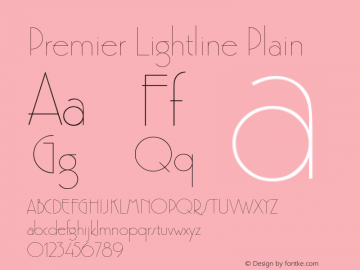 Premier Lightline Plain Version 005.000 Font Sample