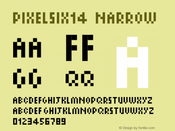 PixelSix14 Narrow Version 2.0; November 20, 2001 Font Sample