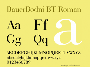 BauerBodni BT Roman mfgpctt-v1.52 Monday, January 25, 1993 1:01:00 pm (EST) Font Sample