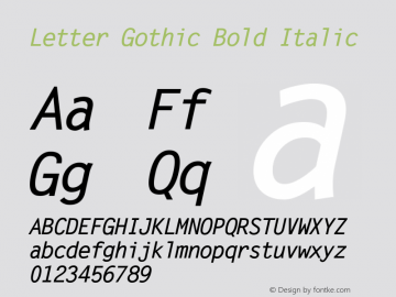 Letter Gothic Bold Italic Version 1.3 (ElseWare)图片样张