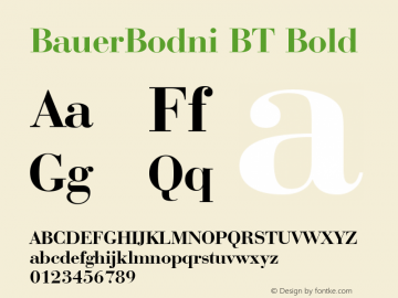 BauerBodni BT Bold mfgpctt-v1.52 Monday, January 25, 1993 1:03:13 pm (EST) Font Sample