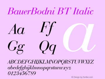 BauerBodni BT Italic mfgpctt-v1.52 Monday, January 25, 1993 1:02:07 pm (EST) Font Sample