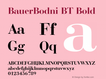 BauerBodni BT Bold mfgpctt-v4.4 Dec 10 1998 Font Sample