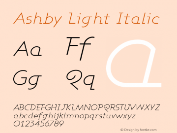 Ashby Light Italic Version 001.000 Font Sample