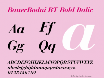 BauerBodni BT Bold Italic mfgpctt-v1.52 Monday, January 25, 1993 1:04:21 pm (EST)图片样张