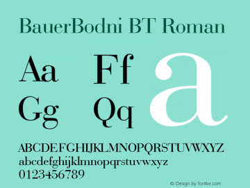 BauerBodni BT Roman mfgpctt-v1.52 Monday, January 25, 1993 1:01:00 pm (EST) Font Sample