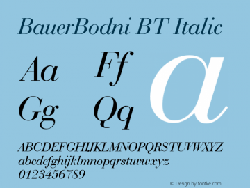 BauerBodni BT Italic mfgpctt-v1.52 Monday, January 25, 1993 1:02:07 pm (EST)图片样张