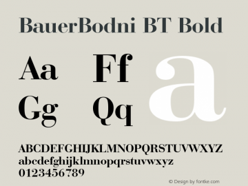 BauerBodni BT Bold mfgpctt-v4.4 Dec 10 1998 Font Sample
