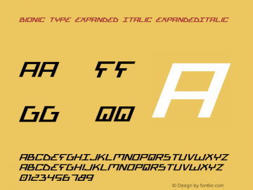 Bionic Type Expanded Italic ExpandedItalic Version 1图片样张