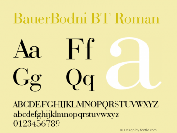 BauerBodni BT Roman Version 2.001 mfgpctt 4.4 Font Sample