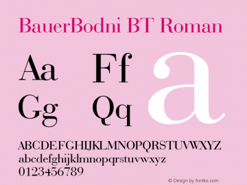 BauerBodni BT Roman mfgpctt-v1.52 Monday, January 25, 1993 1:01:00 pm (EST) Font Sample