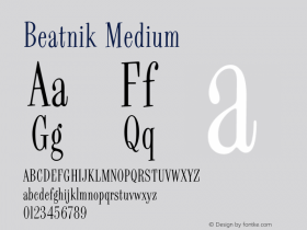 Beatnik Medium Version 001.000 Font Sample