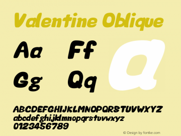Valentine Oblique Version Macromedia Fontograp图片样张